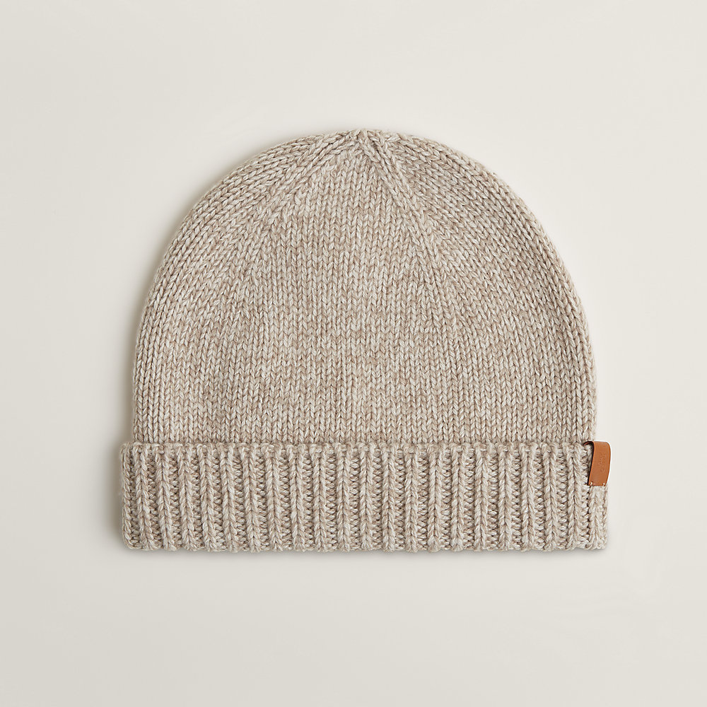 エルメス HERMES その他帽子 ベージュ シルク ニットキャップ